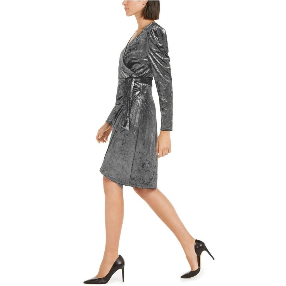 Inc Puff-Sleeve Velvet Wrap Dress - Picture 2 of 15